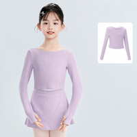 Haut de danse en viscose à col rond et taille haute pour filles, idéal pour la pratique de la danse, collection automne-hiver