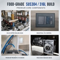 Machine de remplissage et de scellage entièrement automatique pour cuillères et gobelets, idéale pour la production de miel, sauces, confitures et boissons en gobelets en papier ou en plastique.
