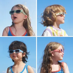 KOCOTREE Retro kare çocuklar gözlük moda dikdörtgen güneş gözlüğü çocuklar sevimli kız erkek bebek gözlük