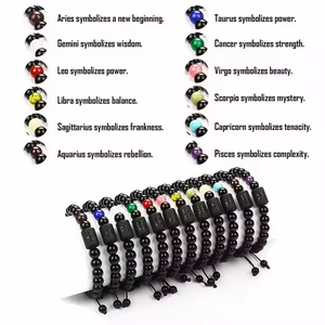 Pulsera de piedra de ónix negro Natural de 8mm para hombres y mujeres, pulsera con cuentas del horóscopo del zodiaco, pulsera de curación espiritual para parejas, Unisex - Product Image 4