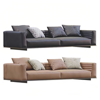 Italienisches Minimalistisches Hotel-Wohnzimmer Roger Ledersofa Designer-entworfenes Geradliniges Modell Bewegliches Holzrahmen-Sofa