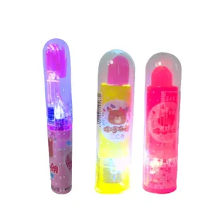Giocattoli di qualità Candy 2023 a forma di rossetto spazzolino da denti Candy Toy Led Light Lollipop Candy