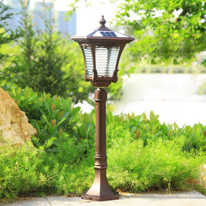 Solar Powered Garden Lamp Post LED Warm White Glass Shade Bronze IP66 2700K Motion Sensor 10-Year Warranty <b>Outdoor</b> <b>Light</b> - Product Image 5
