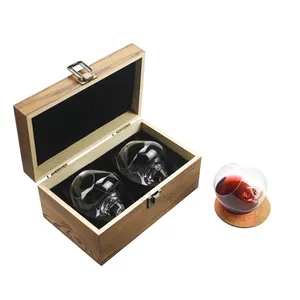 Unico bicchiere da vino senza stelo Set di 2 pezzi In scatola di legno personalizzata ottimo regalo per i genitori