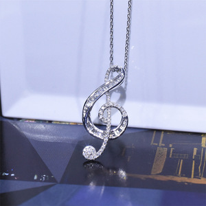 Collana girocollo con ciondolo a forma di nota musicale per donna, gioielli alla moda con pietre scintillanti, regalo per l'uso quotidiano - Product Image 6