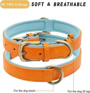 Hot <strong>Sale</strong> Classic Soft Padded Leather <strong>Dog</strong> <strong>Collar</strong> Breathable Waterproof <strong>Dog</strong> <strong>Collar</strong> Leather with Adjustable Durable Metal Buckle - Product Image 2