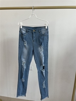 Jeans Ripped Denim Femme Grande Taille 3XL en Gros, Jeans Colombianos Por Mayor Tendance Bleu Uni Skinny Classique pour Femme