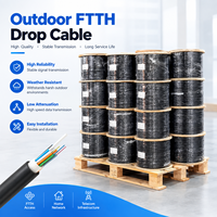 Câble de branchement FTTH extérieur, câble de fibre optique FTTH 2 fibres, résistant aux UV en FRP, LSZH, pour le dernier kilomètre, fournisseur en gros, usine