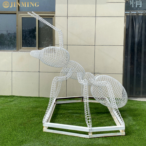 Escultura de hormiga de acero inoxidable, escultura de hormiga perforada, escultura de animal de césped comunitario, escultura de hormiga tejida - Product Image 3