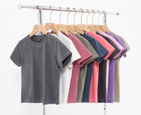 T-shirts courts en coton délavé personnalisés avec logo pour femmes, manches courtes décontractées, vente en gros pour vêtements streetwear féminins