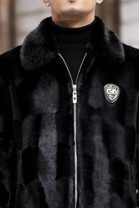 Men's Stylish Faux Fur Coats Long <strong>Waterproof</strong> <strong>Trench</strong> with Stand Collar Woven Outerwear Jacket - Product Image 5