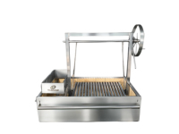 Barbecue argentin Santa Maria en acier inoxydable de qualité supérieure, hauteur réglable, au charbon de bois, avec foyer, pour extérieur et jardin