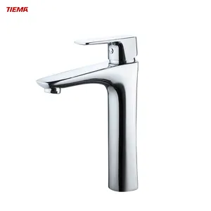 TIEMA High Chrome Antique Waterfall Luxury Brass Wash Basin Faucet On The Counter
