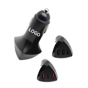 Plastic Portable Car <b>Charger</b> Custom Universal Multi USB <b>Type</b> <b>C</b> <b>Fast</b> Charging Car <b>Charger</b> with Logo - Product Image 2