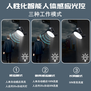 Lampe murale extérieure à énergie solaire 50W, étanche, avec détection de mouvement et télécommande, pour l'éclairage des cours et des rues - Product Image 5