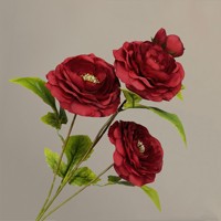 Burgunderrote Seiden-Kunstblumen Hochzeitsrosen Hortensien Lilien Weihnachten Chinesisches Neujahr Realistische Handgefertigte Blumen für Heimdekoration