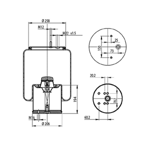 Soffietti, Sospensioni Pneumatiche Adatte per Molle ad Aria BPW 293.2.510 - Product Image 1