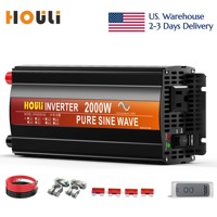 Convertisseur d'énergie à onde sinusoïdale pure HOULI, DC 12V/24V vers AC110V, convertisseur de voiture avec prises US