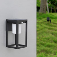 Bougie noire moderne en aluminium ip44 avec détecteur de mouvement, lampes solaires à led pour jardin extérieur, appliques murales