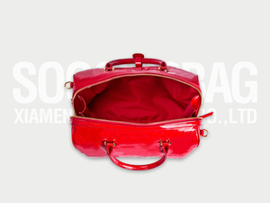 Robe <span class=keywords><strong>Soochic</strong></span> LOGO en métal personnalisé en cuir verni rouge femmes sac de bowling sac Boston sacs à main sacs à bandoulière Purses1 - Product Image 3