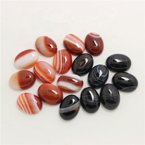 Ágata de encaje verde de 15x20mm, cuenta con parte trasera plana, rayas de arco iris, cabujones ovalados, cuentas de piedra para fabricación de joyas - Product Image 4