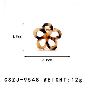 CANYUAN alta calidad Simple 3,8 cm concha de tortuga flor hueca pinzas para el cabello lindo Mini pinzas de garra Clips inferiores de Metal al por mayor - Product Image 2