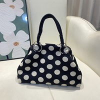 Tas Rajut Polkadot Merah Retro 2026 Grosir, Tas Jinjing Kapasitas Besar, Tas Tangan Wanita untuk Pesta, Acara, dan Perjalanan Sehari-hari