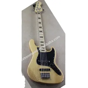 Weifang Rebon 5 string ashwood JB electric bass guitar with wood color