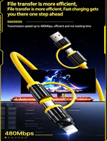 Kabel Pengisian Cepat 240W 6A USB-A Empat-dalam-Satu dengan Konektor Micro USB/Type-C untuk Ponsel & Penggunaan di Mobil