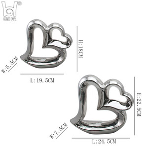 Ornements en céramique en forme <span class=keywords><strong>de</strong></span> coeur galvanisés en argent personnalisables décoration <span class=keywords><strong>de</strong></span> <span class=keywords><strong>table</strong></span> <span class=keywords><strong>de</strong></span> Noël et <span class=keywords><strong>de</strong></span> mariage à la maison - Product Image 4