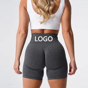 custom logo seamless scrunch womens workout sports short pants gym fitness seamless yoga biker shorts for women