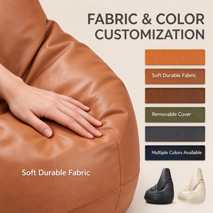 OTAUTAU Copertura per <span class=keywords><strong>Pouf</strong></span> in <span class=keywords><strong>Ecopelle</strong></span> per Bambini e Adulti, Modello DD172, Senza Imbottitura, da Acquistare Separatamente - Product Image 6