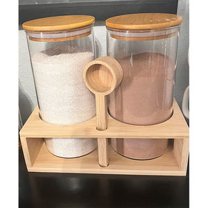 ภาชนะแก้วใส่กาแฟขนาดใหญ่โหลเก็บพร้อมชั้นวางปิดสนิทช้อนไม้ไผ่ - Product Image 3