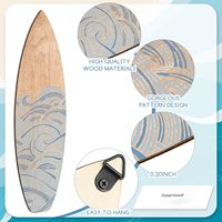 Lot de 3 décorations murales en bois en forme de planche de surf, ensemble d'art mural vague et plage, grande plaque décorative en bois en forme de planche de surf pour décorations estivales tropicales