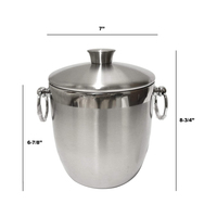 Garde la glace congelée plus longtemps Seau à glace 3 L Seau à vin Seau à glace à champagne en acier inoxydable à double paroi isolé avec couvercle