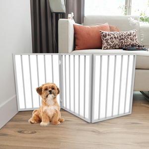 Puerta de perro de madera retráctil plegable de 54x24 pulgadas, barrera de seguridad para mascotas de 3 paneles para interiores y exteriores, fácil de instalar, valla blanca superventas - Product Image 6