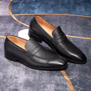 Chaussures en cuir véritable à bout rond et à enfiler |   Chaussures habillées pour hommes pour le bureau, les mariages et les occasions formelles - Product Image 1
