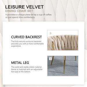 Chaises d'appoint modernes en velours rembourrées avec pieds en métal pour salon et cuisine, meubles de maison pour appartement - Product Image 5