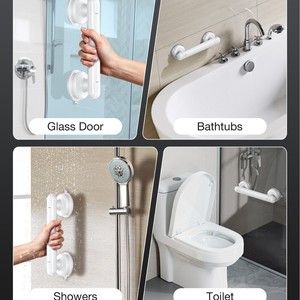 Lu Yi Barre de maintien à ventouse pour salle de bain, blanche, 1 pièce, forte aspiration, sans perçage, pour porte en verre, support de sécurité - Product Image 5