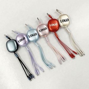 สายชาร์จแบบพกพา 3 in 1 ทำจากไนลอน สาย USB และสายชาร์จโทรศัพท์ 4 in 1 สาย USB ชาร์จเร็ว - Product Image 1