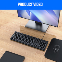 Clavier et souris combinés T-WOLF TF500, clavier de bureau filaire de taille standard à 104 touches avec souris, durable, USB filaire pour PC