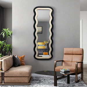 Vente en gros d'usine de <span class=keywords><strong>miroir</strong></span> de dressing de luxe sur pied en noir et <span class=keywords><strong>blanc</strong></span> pour studio de danse et salle de sport - Product Image 1