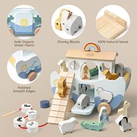 Jouet en bois Montessori Magicolor DIY Arche de Noé - Jeu éducatif de tri de formes d'animaux, peinture écologique pour Noël