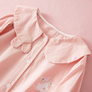 Nuova Camicia Casual in Cotone per Ragazze, Collo Tondo, Primavera-Autunno, Traspirante, Manica Lunga, Stampata, con Chiusura a Bottone Singolo per Bambini - Product Image 3