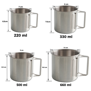 접이식 손잡이 뚜껑 220/330/500/660ml 304 스테인레스 스틸 친환경 경량 캠핑 머그 - Product Image 2