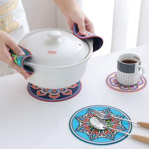 Hot Sale Three-dimensional Pattern Ethnic Style <b>Silicone</b> Household Creative Insulation Placemat Bowl Tray Mat Coffee <b>coaster</b> - Product Image 4