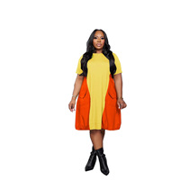 Robe d'été grande taille pour femme TW667, style transfrontalier, inspirée des créateurs européens et américains, patchwork coloré