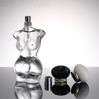 Botol Parfum Kaca Bentuk Tubuh Wanita Elegan 100ml, Bentuk Unik, Botol Atomizer Parfum Semprot Transparan Wanita Seksi dengan Kemasan Kotak