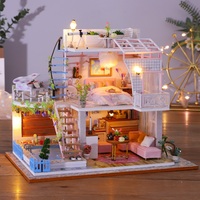 Kit de Niche à Livres en Bois en Gros, Maison de Poupée Miniature DIY à 3 Étages avec LED, Stock en Gros pour Magasins de Cadeaux d'Anniversaire pour Filles