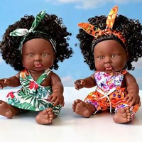 Poupée Bébé Reborn Peau Noire 25cm en Vinyle Souple, Poupée Africaine Fille, Jouet Compagnon de Nouveau-né pour Enfants, Tout-petits et Filles